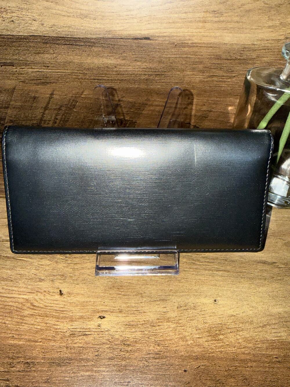 CK Calvin Klein Continental Wallet Silver Leather White Interior Long Flap
